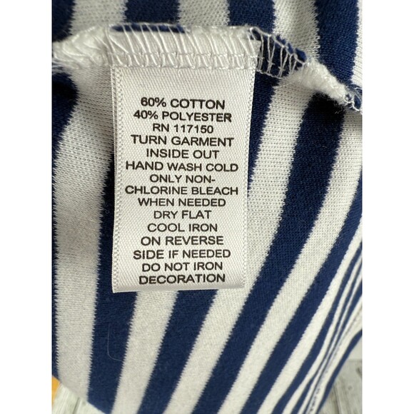 NWT Quacker Factory Blue White Striped Top Size XL Rhinestones 3/4 Sleeve - Picture 16 of 17